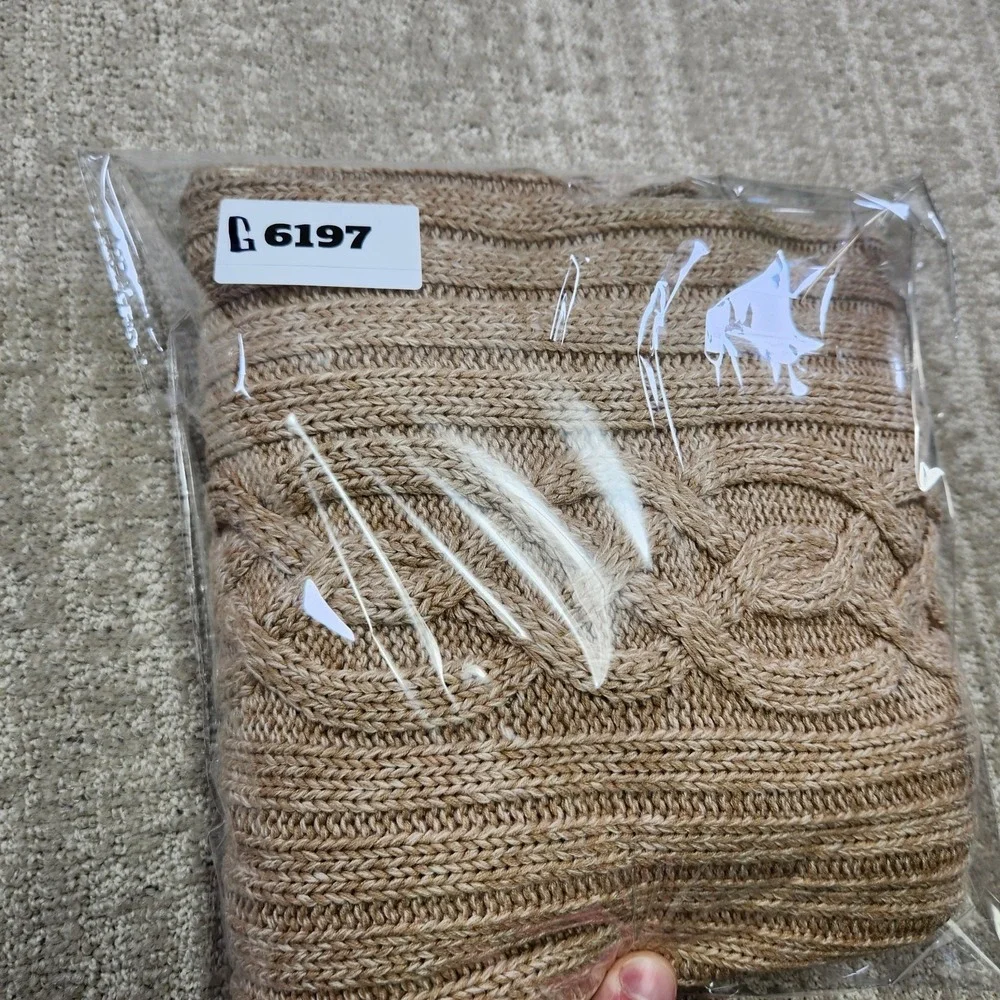 LL Bean‎ Sweater Womens Medium Cable Knit Mock Neck Heavy Cotton Chunky Knit